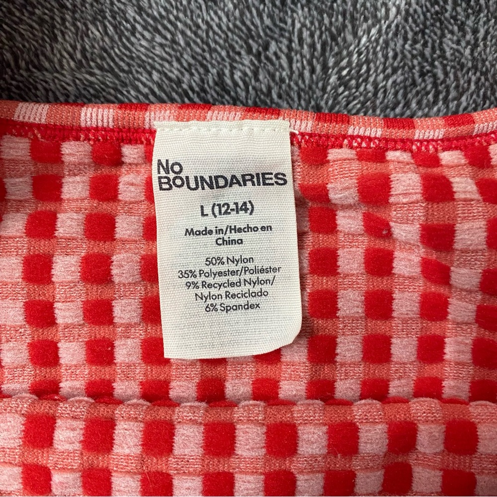 Gingham Scoop Neck Crop Tank Top - Red Preppy Summer Cottagecore Size Large - Picture 6 of 6